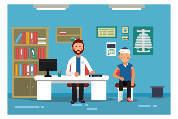 Doctor Talking to Patient in Ofiice Inte: Graphics and Illustrations