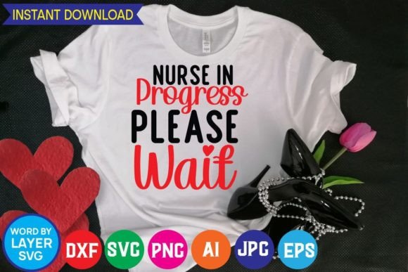 Nurse in Progress Graphics for Print Templates