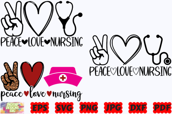 Peace Love Nursing SVG: Graphics for Crafts