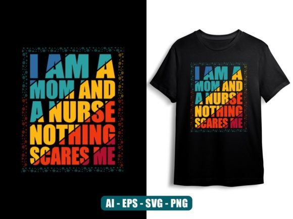 Trendy Typography Nurse T-shirt Design: Graphics & Print Templates